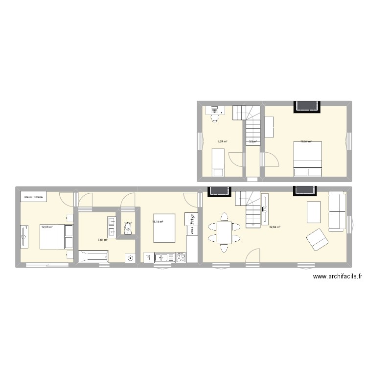 Plan A. Plan de 8 pièces et 101 m2