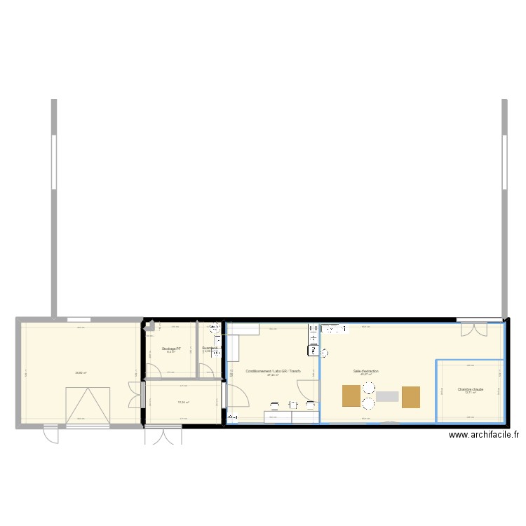 Miellerie revolle. Plan de 8 pièces et 186 m2