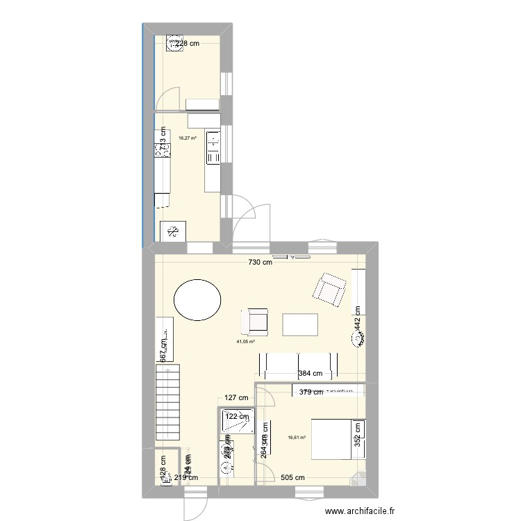 marmotte 2. Plan de 3 pièces et 74 m2