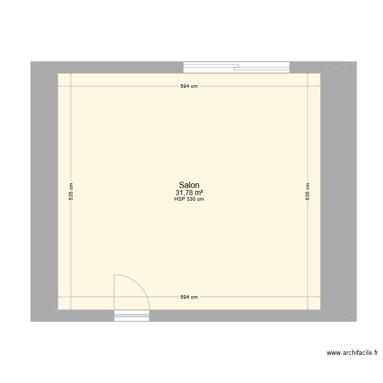 Salon. Plan de 1 pièce et 32 m2