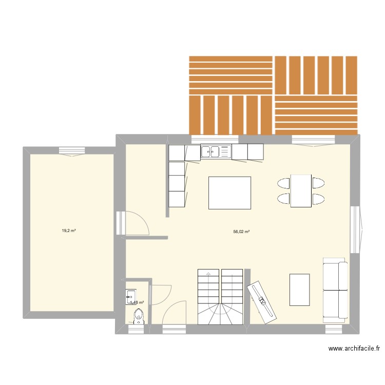 plan a. Plan de 3 pièces et 77 m2