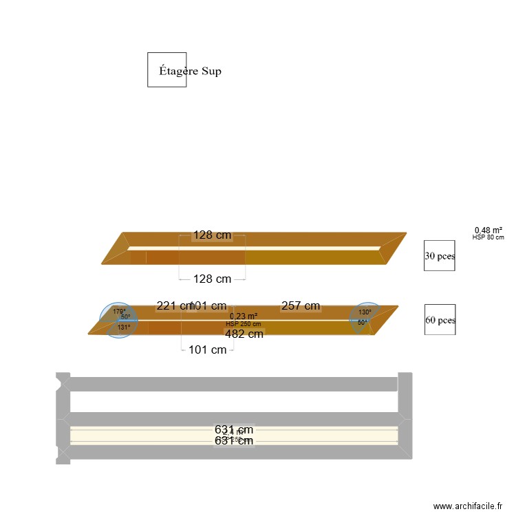 ETAGERE PD. Plan de 3 pièces et 3 m2