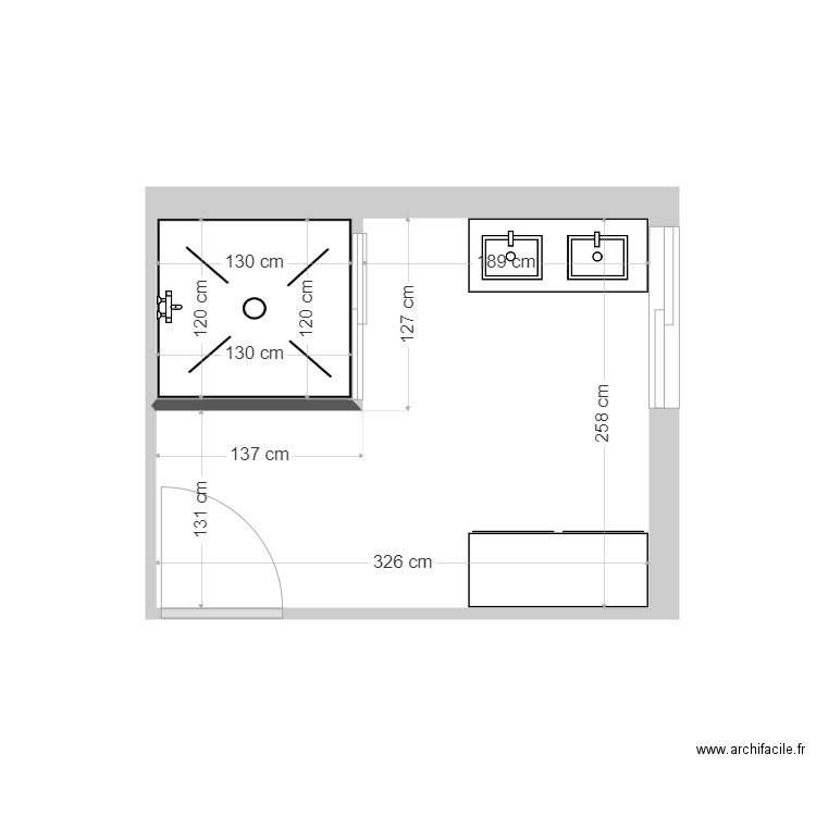 Jausseran. Plan de 2 pièces et 8 m2