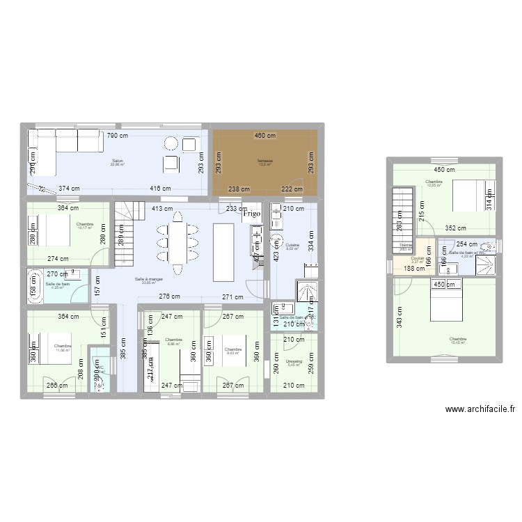 Maison Auzeville. Plan de 17 pièces et 170 m2