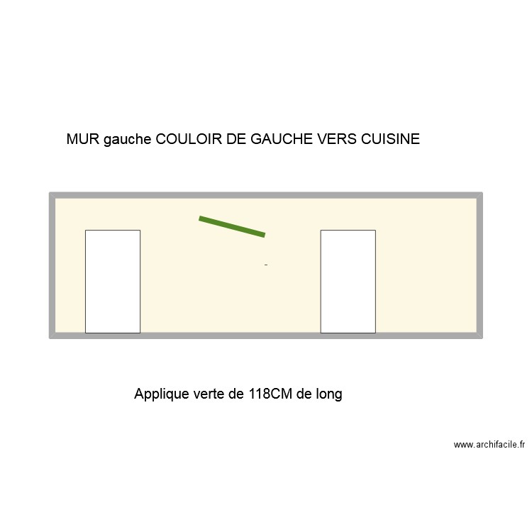 mur gauche couloir gauche. Plan de 1 pièce et 21 m2