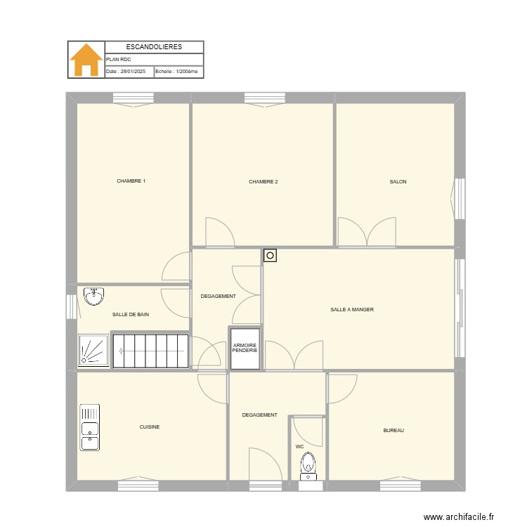 EscandolieresRDC. Plan de 10 pièces et 82 m2