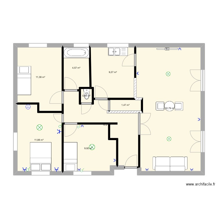 2d sti2d2. Plan de 9 pièces et 92 m2