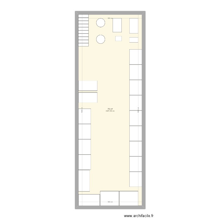 MEZZANINE HUILE. Plan de 1 pièce et 75 m2