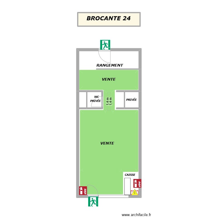 BROCANTE 24 EVAC. Plan de 9 pièces et 86 m2