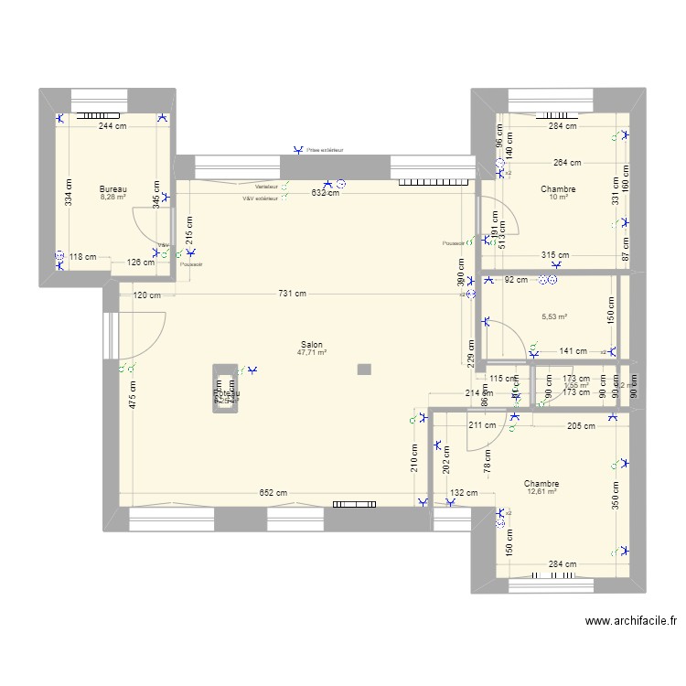 Plan elec V1 . Plan de 8 pièces et 87 m2