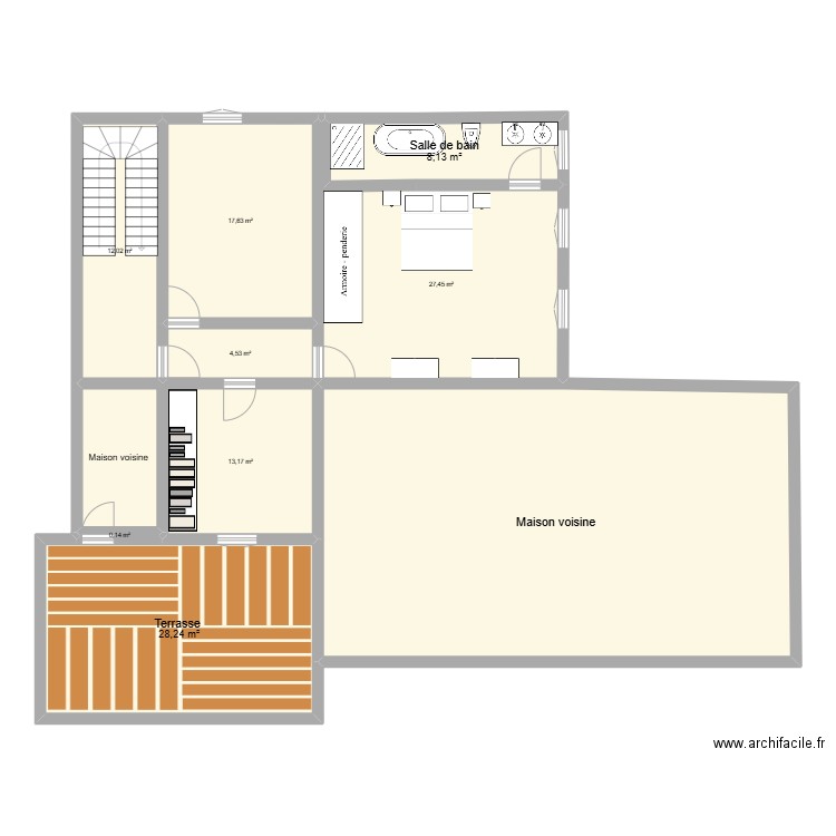 1ER ETAGE BENDEJUN. Plan de 10 pièces et 196 m2