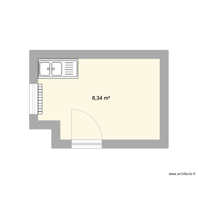 Cuisine. Plan de 1 pièce et 8 m2