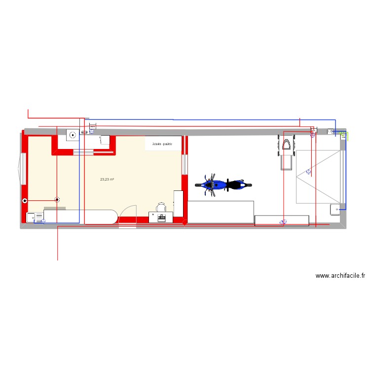 garage version 1. Plan de 1 pièce et 23 m2