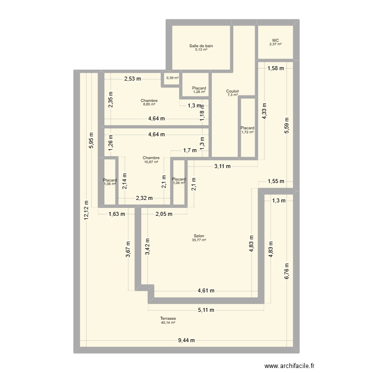 Appartement Chelles. Plan de 12 pièces et 116 m2