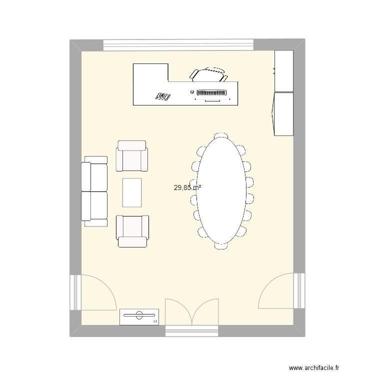 bureau dg. Plan de 1 pièce et 30 m2