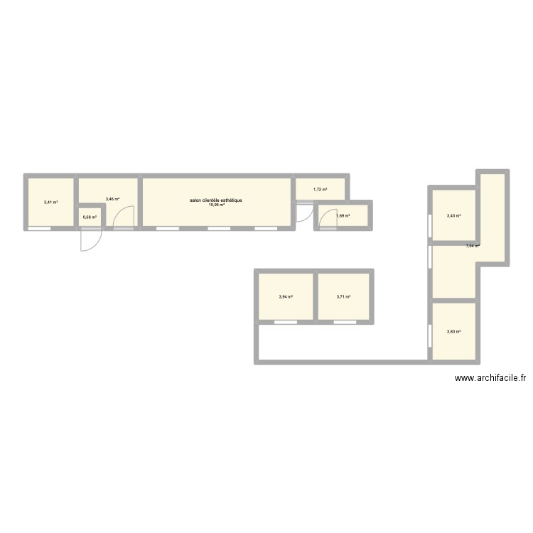 institut. Plan de 11 pièces et 44 m2