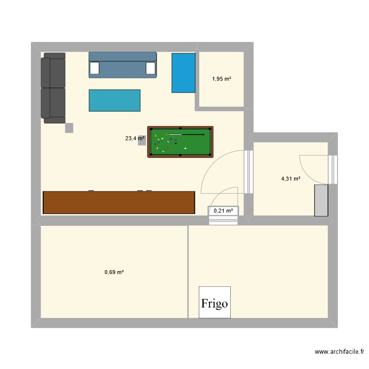 plan cave de base. Plan de 5 pièces et 41 m2