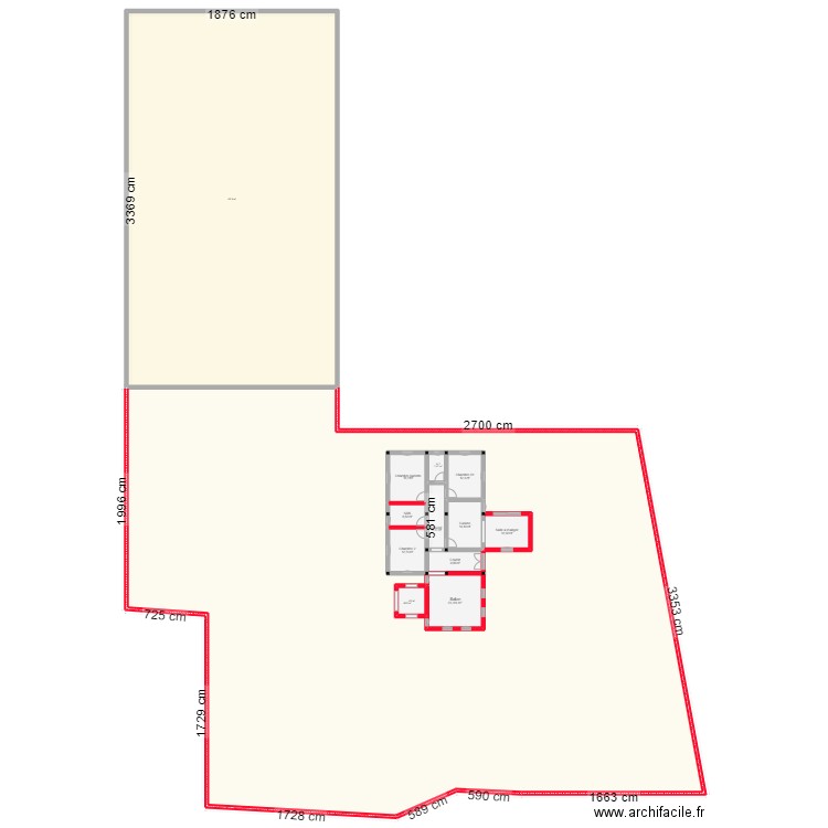 Plan Djerba Mahboubine V1. Plan de 11 pièces et 122 m2