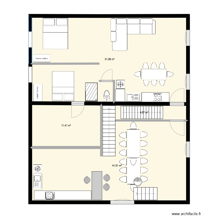 barOC R+1 3. Plan de 4 pièces et 110 m2