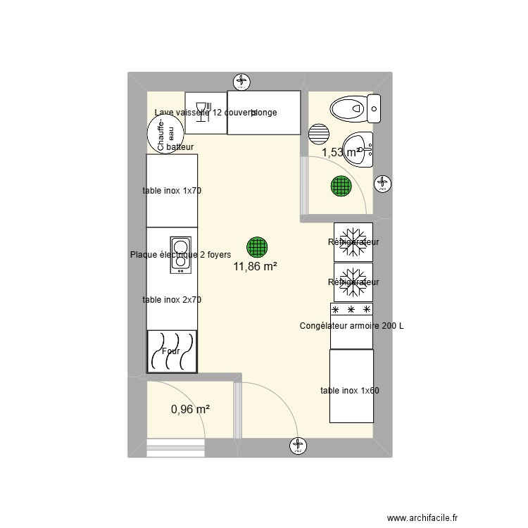 plan cote final. Plan de 3 pièces et 14 m2