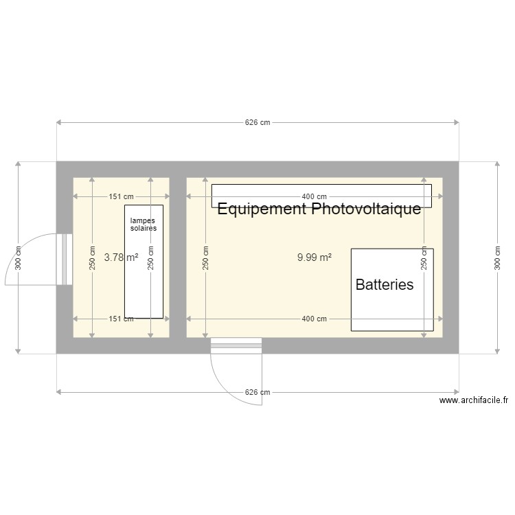 Local technique  surface . Plan de 2 pièces et 14 m2