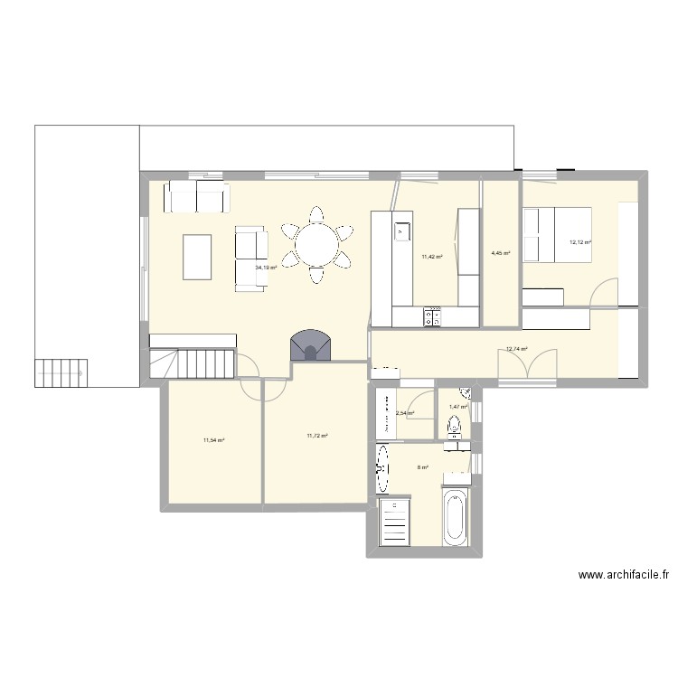 Maison Option 1. Plan de 10 pièces et 110 m2