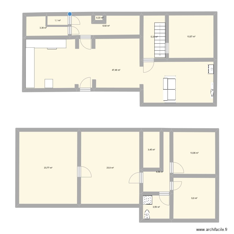 stef. Plan de 14 pièces et 154 m2