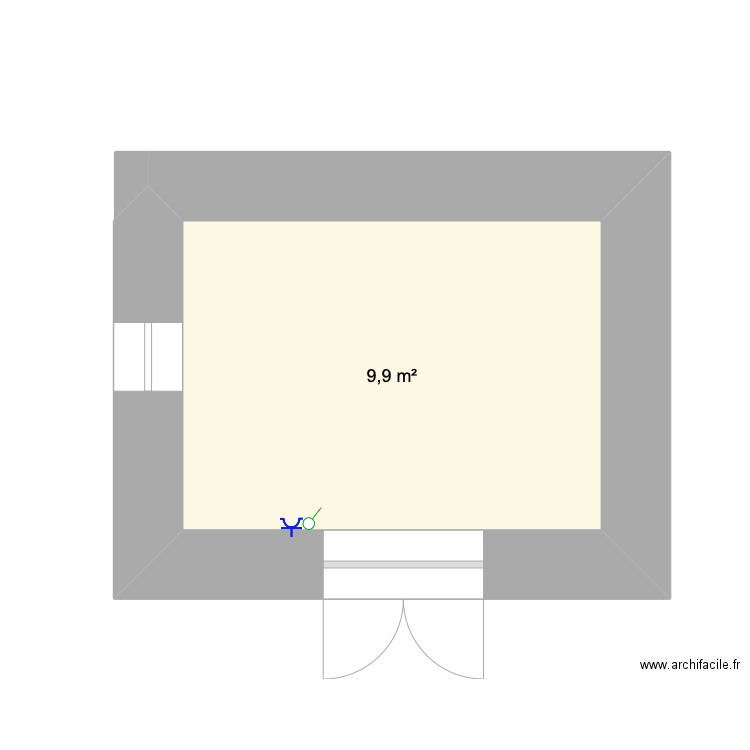 Abri jardin. Plan de 1 pièce et 10 m2