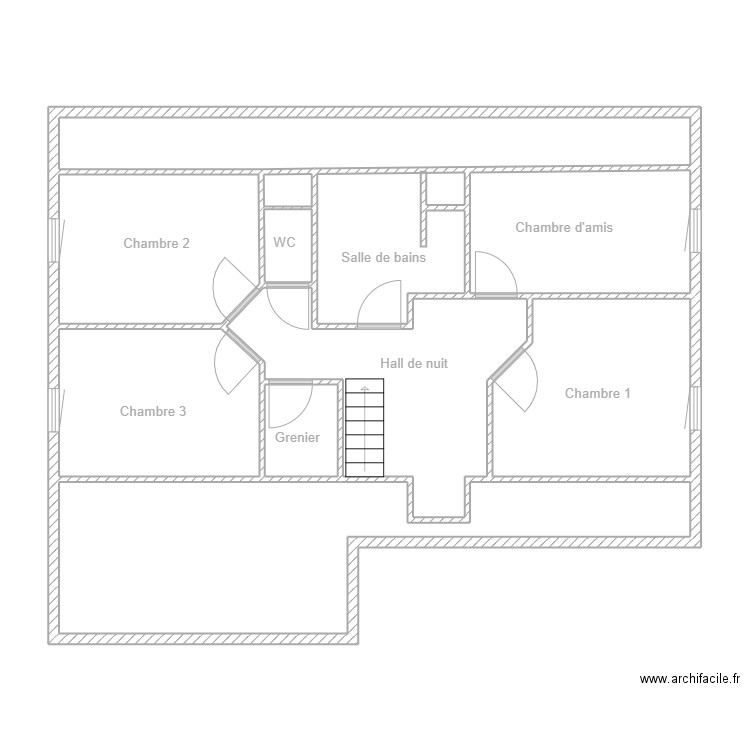 Sotteau étage. Plan de 11 pièces et 94 m2