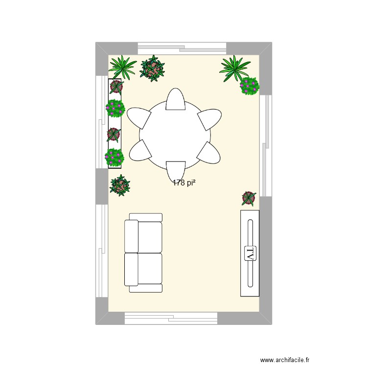 veranda. Plan de 1 pièce et 17 m2