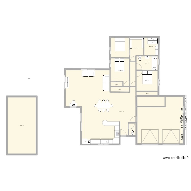 Maison Beauregard. Plan de 11 pièces et 191 m2