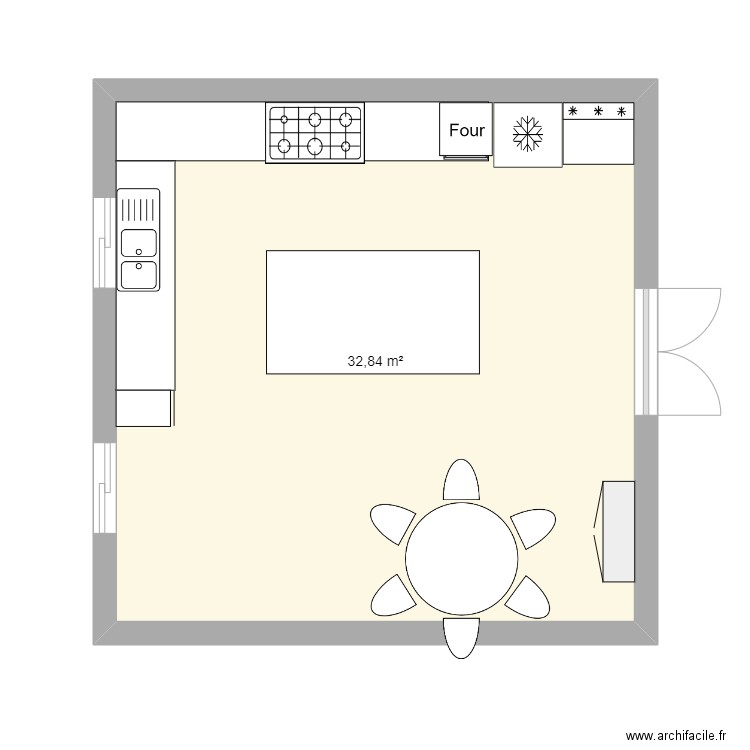 dar3OUBIA. Plan de 1 pièce et 33 m2