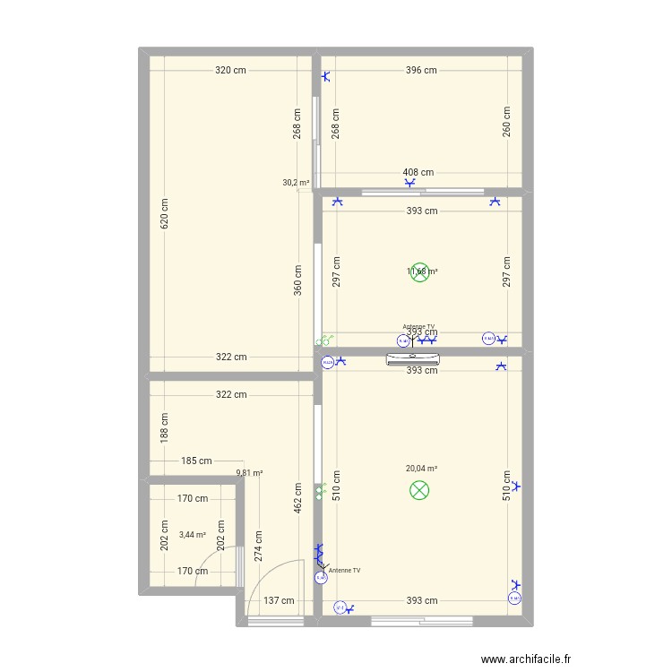 M.walide. Plan de 5 pièces et 75 m2