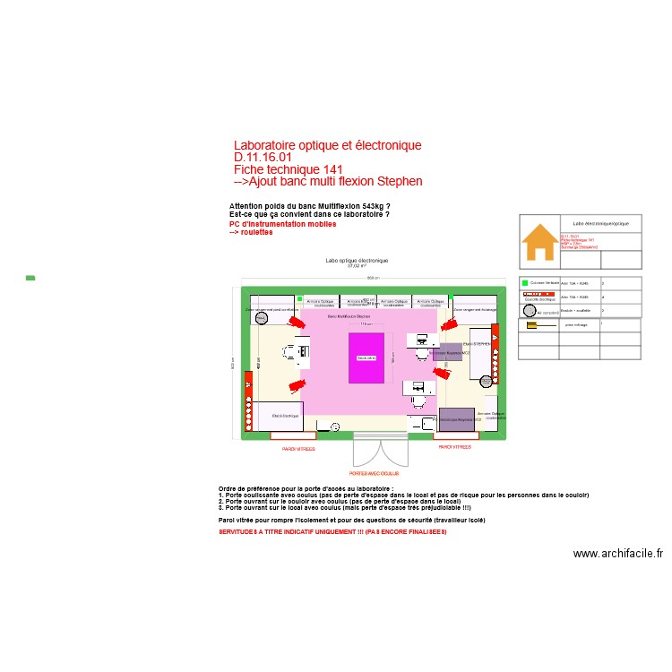 Fiche141-labo électronique optique V6. Plan de 1 pièce et 37 m2