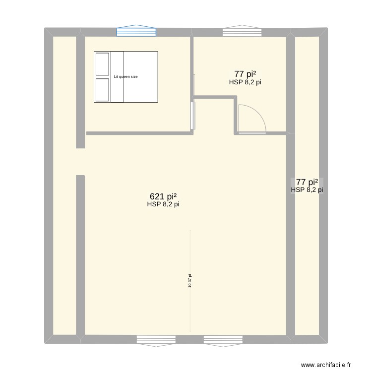 plan étage. Plan de 3 pièces et 72 m2