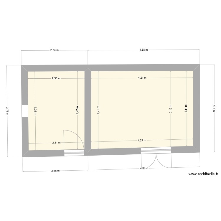 Box & Atelier. Plan de 2 pièces et 21 m2