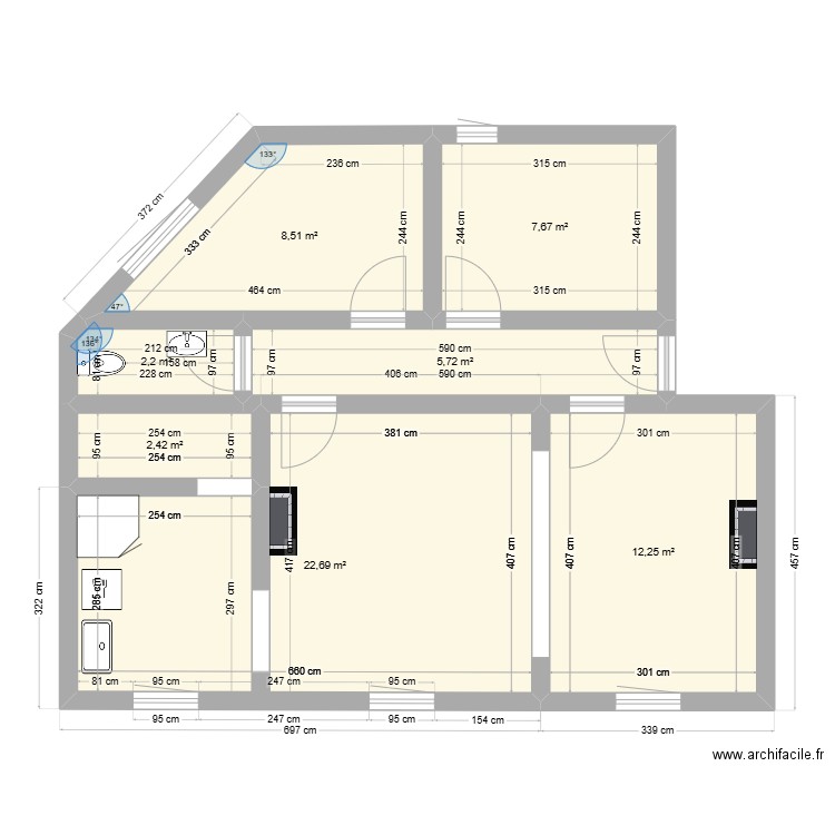 sophie. Plan de 7 pièces et 61 m2