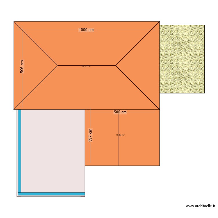 plan champaa haut. Plan de 2 pièces et 79 m2