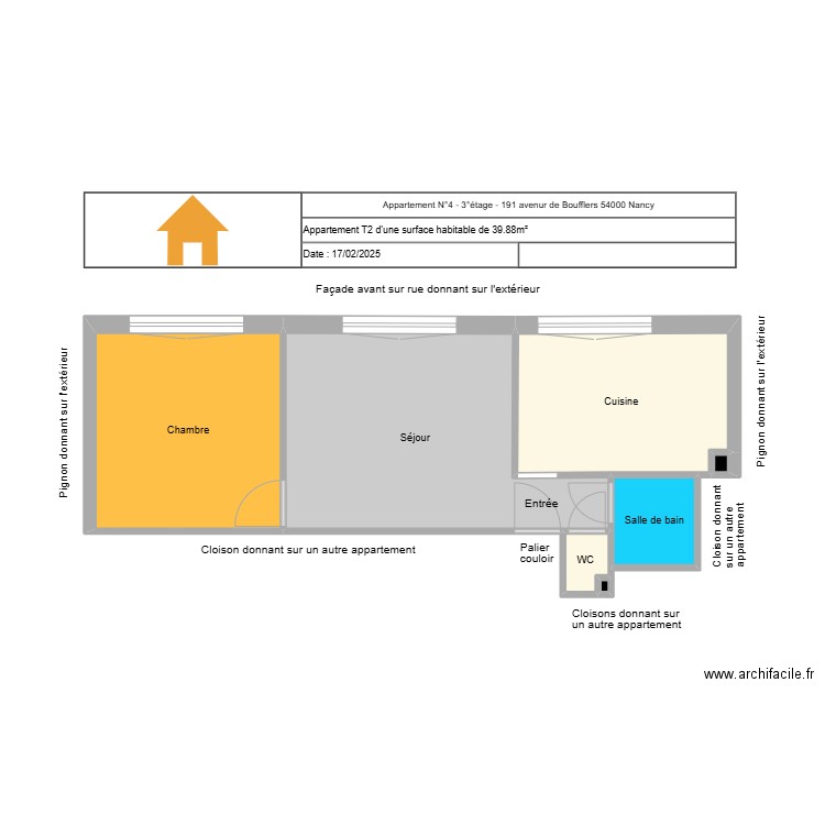 Appartement n°4 . Plan de 7 pièces et 38 m2