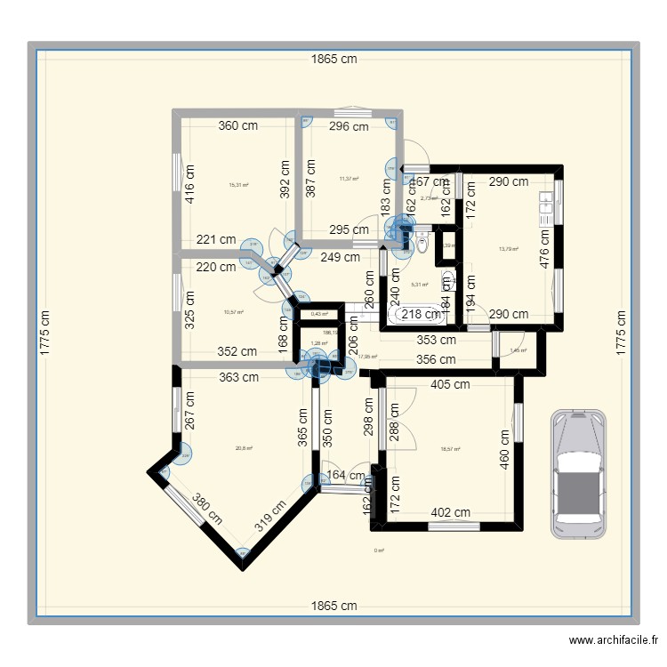 hafedh villa . Plan de 15 pièces et 451 m2