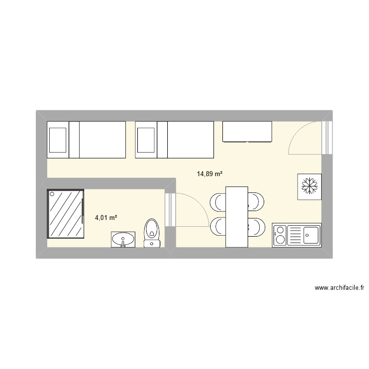 archi refuge 1. Plan de 2 pièces et 19 m2