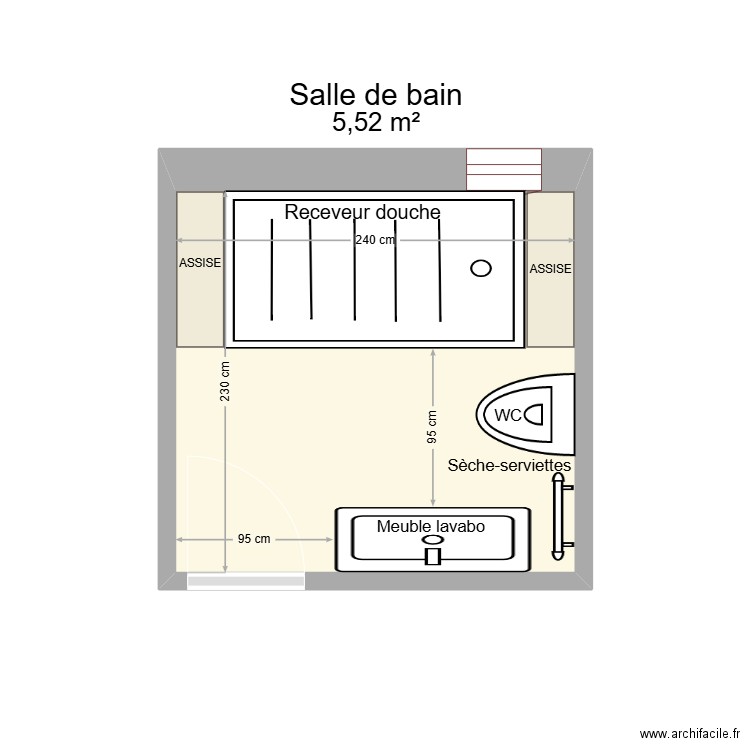 SDB. Plan de 1 pièce et 6 m2