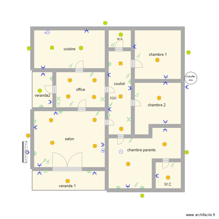 projet1. Plan de 11 pièces et 48 m2