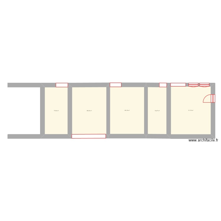 GRANGE EXISTANT RDC 2. Plan de 5 pièces et 116 m2