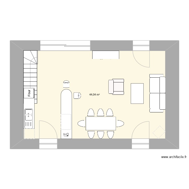 vincent landeda. Plan de 1 pièce et 44 m2