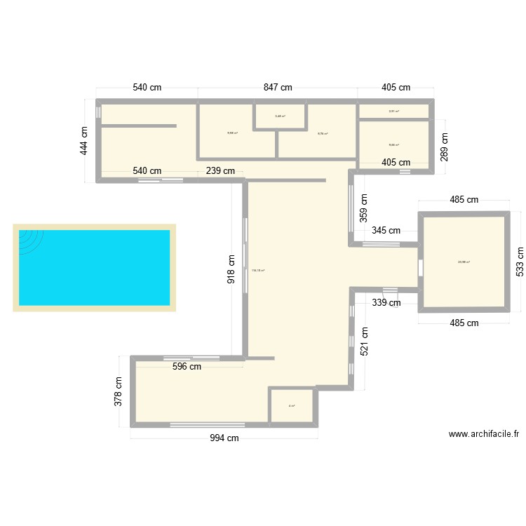 projet maison. Plan de 8 pièces et 177 m2