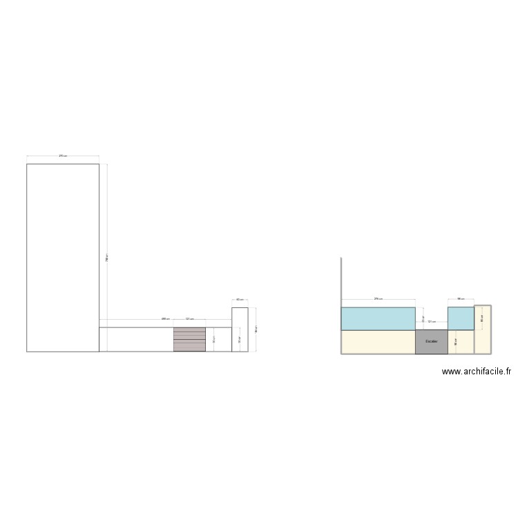 Garde corps terrasse. Plan de 2 pièces et 6 m2