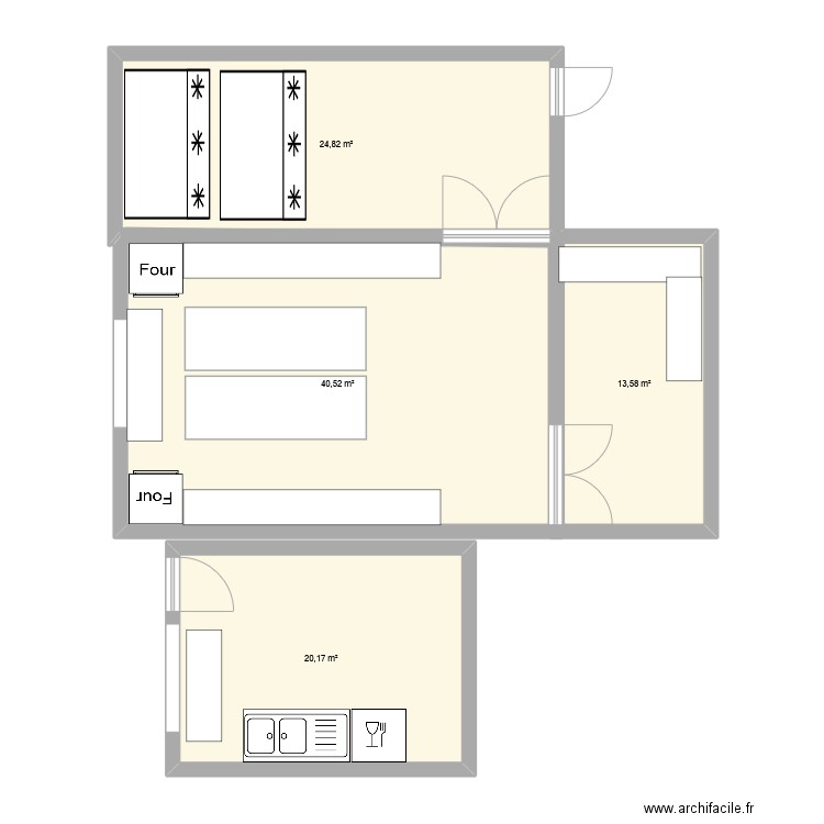 Plan cuisine 1. Plan de 4 pièces et 99 m2