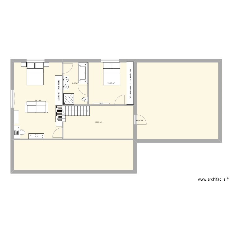 projet ced 1 etage model2. Plan de 5 pièces et 129 m2