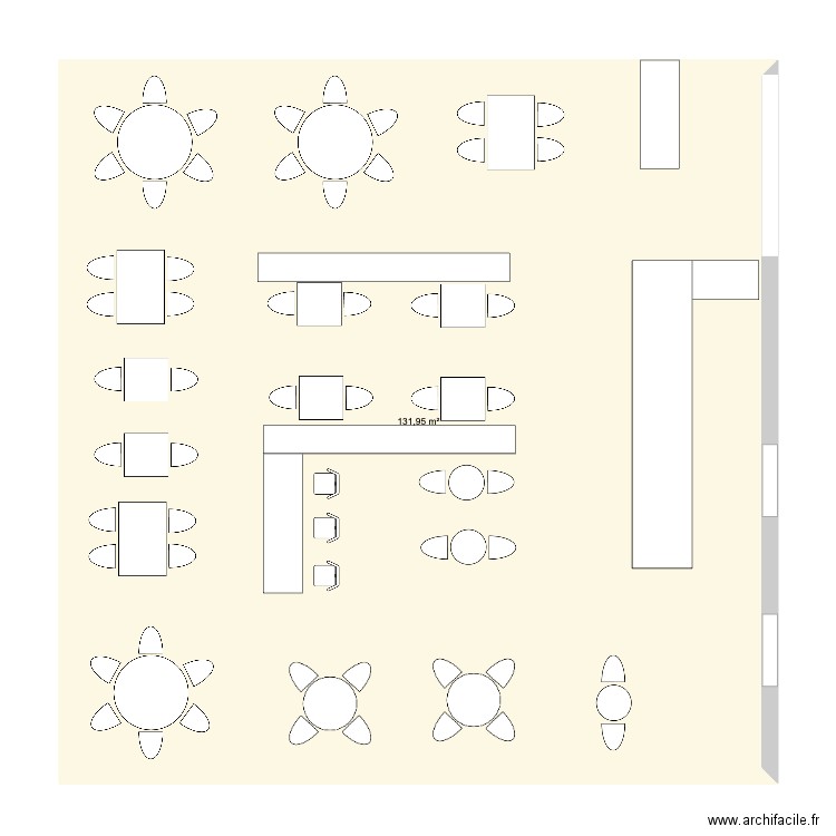 Plan restaurant le FOS. Plan de 1 pièce et 132 m2